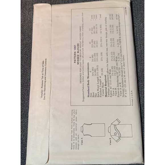 Kwik Sew Misses Shirt Sewing Pattern sz 6-12 1061 - uncut - Picture 3 of 3